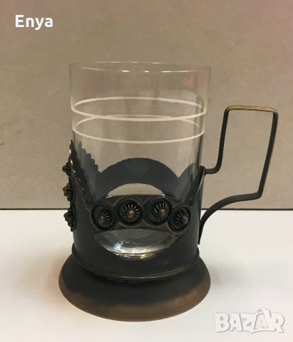 Красив ретро сет от 6 чаши - стакани и подстакани от СССР - арт-декор, стил "винтидж" , за чай или д, снимка 2 - Антикварни и старинни предмети - 33270947