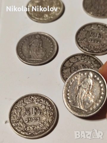 Лот 7х швейцарски франкове, различни години - 1/2 франк, снимка 3 - Нумизматика и бонистика - 53479586