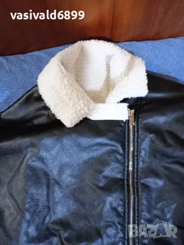 Черно дамско кожено яке , снимка 2 - Якета - 48637475