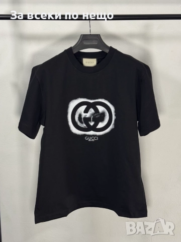 Gucci Мъжка Черна Тениска👕Мъжка Блуза С Къс Ръкав В Черен Цвят V.B.
