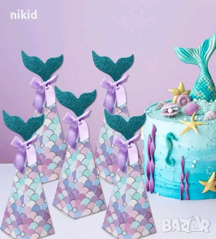 Опашка русалка с люспКартонена кутия кутийка за лакомства сувенир подарък парти рожден ден картонени