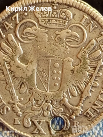 Сребърна монета 15 кройцера 1747г. Франц първи Австрия 52885, снимка 11 - Нумизматика и бонистика - 53084320