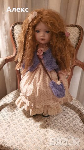 Колекционерска порцеланова кукла, 50см Разкошна Червенокоска-Отлична!, снимка 6 - Колекции - 31660242