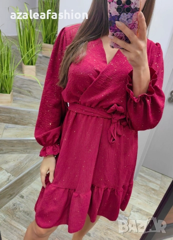 Червена рокля с блясък, снимка 7 - Рокли - 52771443