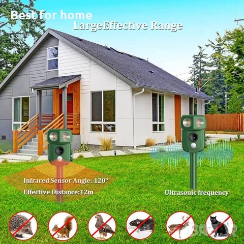 IP66 Соларен ултразвуков репелент, водоустойчив срещу диви животни, снимка 5 - Други - 50685944