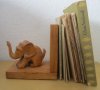 стар ограничител за книги със слон, фигура, дърворезба, снимка 4