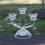 Стъклен троен свещник, снимка 4