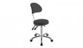 Козметичен/фризьорски стол - табуретка с облегалка Comfort 53/73 см - бяла/сива, снимка 1