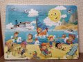 Нов детски дървен пъзел - Забавление на плажа., снимка 3