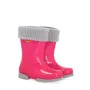 36,96лева (18,90euro) DEMAR: Нови детски Гумени ботуши с Топло чорапче. Размери 20-35. Розов брокат, снимка 1
