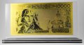 Златна банкнота 10 000 (100 нови) Френски франка в прозрачна стойка - Реплика, снимка 2