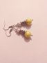 Красиви Барокови обеци с естествена бяла перла и жълти перли с орнаменти в цвят Сребро , снимка 4