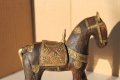 Арабски дървен кон с месингова украса, снимка 7