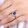 Сребърен пръстен със сапфир и австрийски кристали, снимка 4