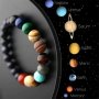 Гривна с Планети , слънце и луна , Зодиак , гривна с камъни , вселена, снимка 1