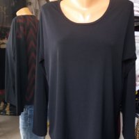 Черна блуза с шифонен гръб в черно-бордо шарки , снимка 1 - Тениски - 38811272