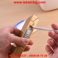 Алуминиева табакера с USB запалка за 100мм цигари , снимка 4 - Табакери - 28596977