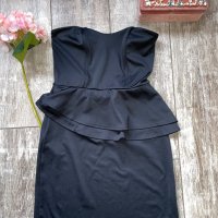 Страхотна пеплум черна еластична официална вечерна къса коктейлна рокля , снимка 13 - Рокли - 35788836