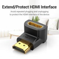 Адаптер HDMI прав ъгъл 90 градуса M/F - Vention-AIOB0, снимка 5 - Кабели и адаптери - 43022694