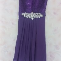 Официална рокля в лилаво с камъни., снимка 1 - Рокли - 43961857