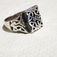Мъжки сребърен пръстен, Старинен сребърен пръстен с викингски възел - символът на вечноста., снимка 2 - Пръстени - 33099167