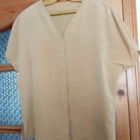 лятна риза с къс ръкав в прасковено L XL , снимка 1 - Ризи - 36774976