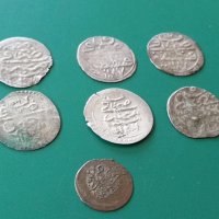 Колекция НЕПРОБИТИ 7 ахчета акчета ахче акче сребърни Османски монети мангъри, снимка 2 - Нумизматика и бонистика - 43082774