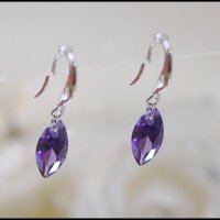 Сребърни обеци *Остра капка* с  кристали Swarovski, снимка 4 - Обеци - 32628883