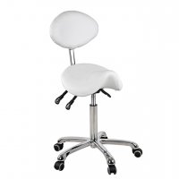 Козметичен/фризьорски стол - *табуретка с облегалка Dynamic 59/79 см - бяла