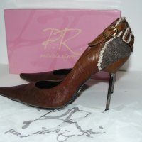 Patrizia Rigotti обувки висок ток, 10см, кожа и текстил – 38 номер, 258мм, снимка 1 - Дамски елегантни обувки - 28750757