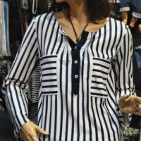 Нова дамска моряшка риза тип туника на тъмносиньо и бяло райе, снимка 8 - Ризи - 28296062