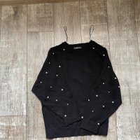 Черна блуза лек тънък пуловер овърсайз  широк прилеп перли  Zara , снимка 11 - Блузи с дълъг ръкав и пуловери - 38733890