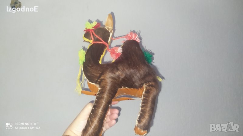 Голяма кожена фигура камила с косъм, снимка 1