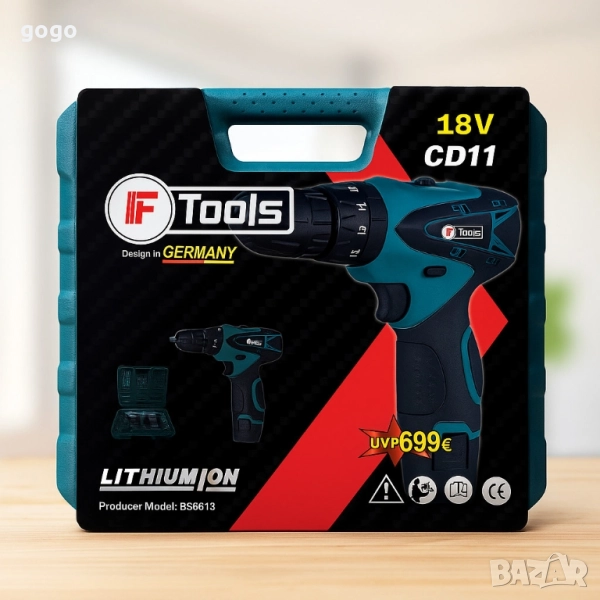 Акумулаторен винтоверт и ударна бормашина IF Tools CD11 – комплект с 2 батерии и куфар, снимка 1