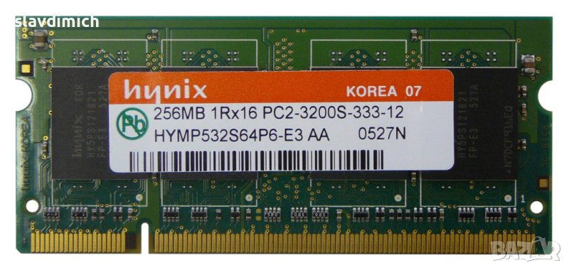 Рам памет RAM за лаптоп Hynix модел hymp532s64p6-e3 aa 256МB  DDR2 400 Mhz честота, снимка 1