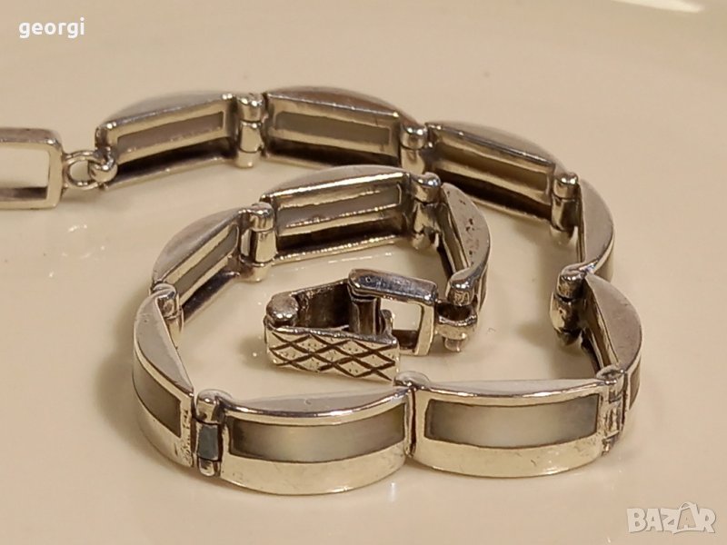 сребърна гривна със седеф , снимка 1