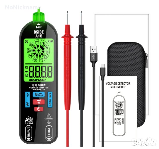 BSIDE A1X Многофункционален волтметър мултицет мултиметър безконтактен фазомер детектор, снимка 1
