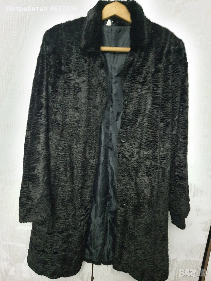 Зимно черно палто астраган, снимка 1