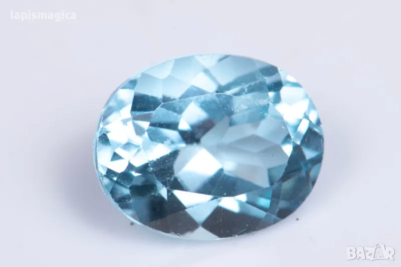 Син топаз 3.07ct 10x8mm овална шлифовка #7, снимка 1