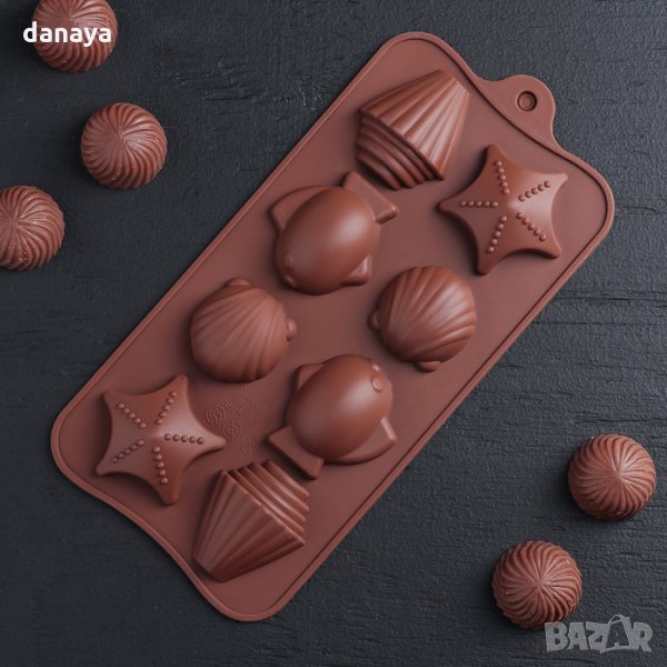 1435 Силиконова форма за шоколадови бонбони морско дъно, снимка 1