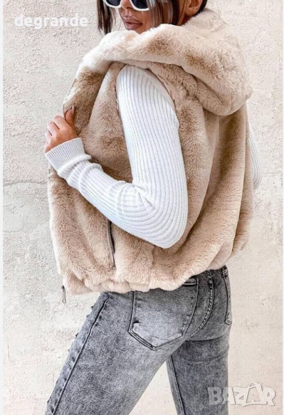 Пухкав елек наличен в  Екрю Розов Син Бежов цвят, снимка 1