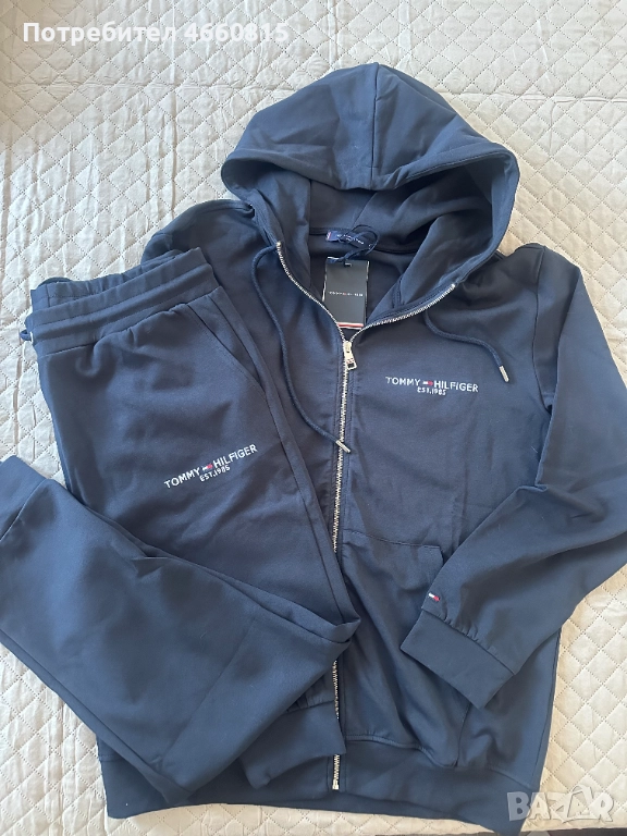 НОВ Тъмносин мъжки екип Tommy Hilfiger XXL – 100% памук НАМЕЛЕНА цена, снимка 1