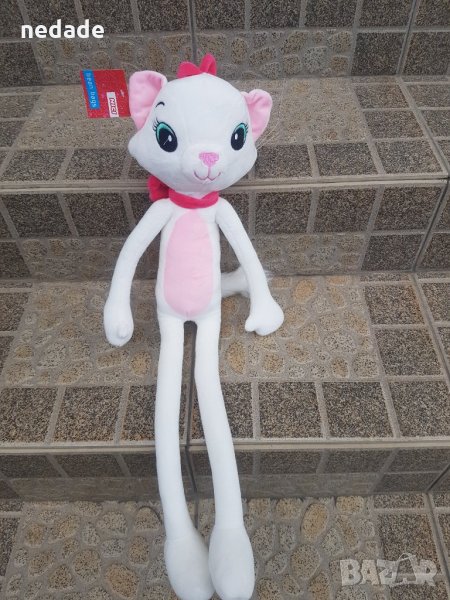 Кукла голяма плюшена играчка принцеса КОТКА МАРИ-ЛУИЗ ФОН ФРАНЦ цвят бяла с розови панделки, снимка 1