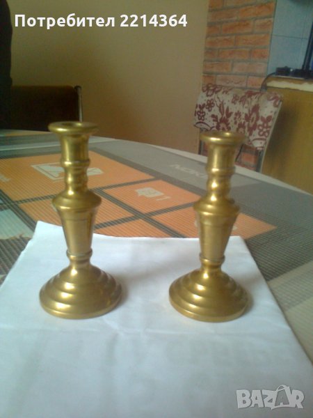 Английски Бронзови Свещници, снимка 1