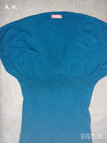 Синя блуза с къс ръкав/ елече, снимка 1