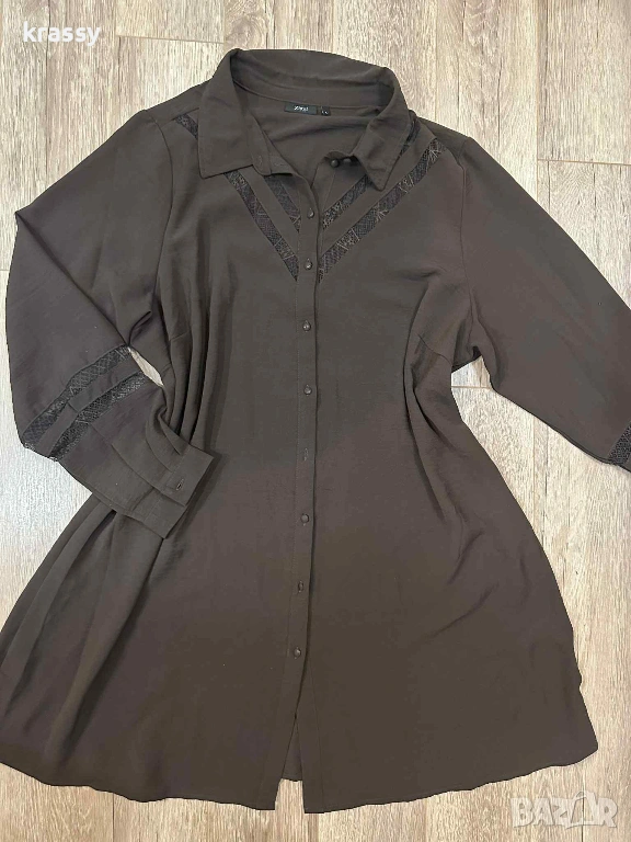 Страхотна голяма дамска туника/рокля тип риза с дантела (размер 3ХЛ), снимка 1