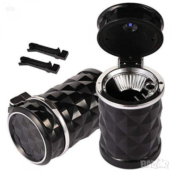 Пепелник за кола, синя светлина, 11см, снимка 1