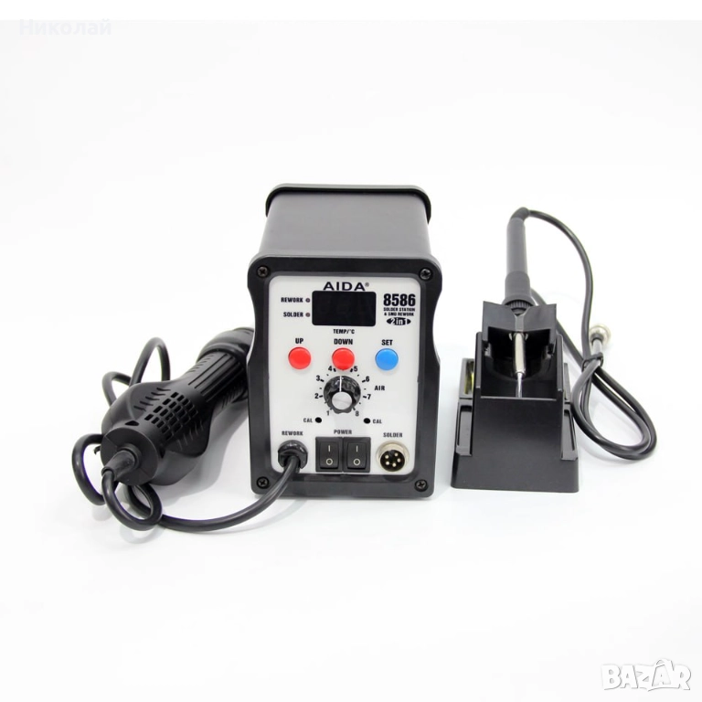 Станция за запояване AIDA 8586, горещ въздух, поялник с нагревателен елемент Hakko., снимка 1