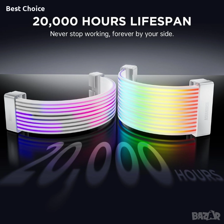 AsiaHorse ARGB PSU Cable Cover Kit 5V 3-Pin ARGB SYNC удължителен кабел с осветление, снимка 1