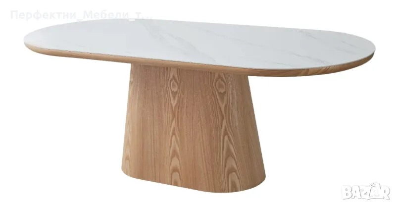 Заседателна маса 200/90 см.,трапезна маса за 10 души-бял плот, снимка 1